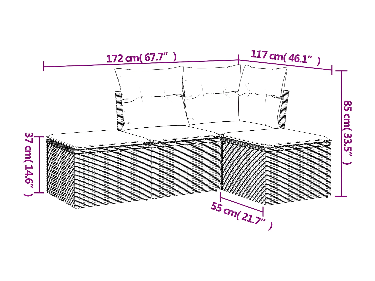 4-tlg. Garten-Sofagarnitur mit Kissen Beige Poly Rattan