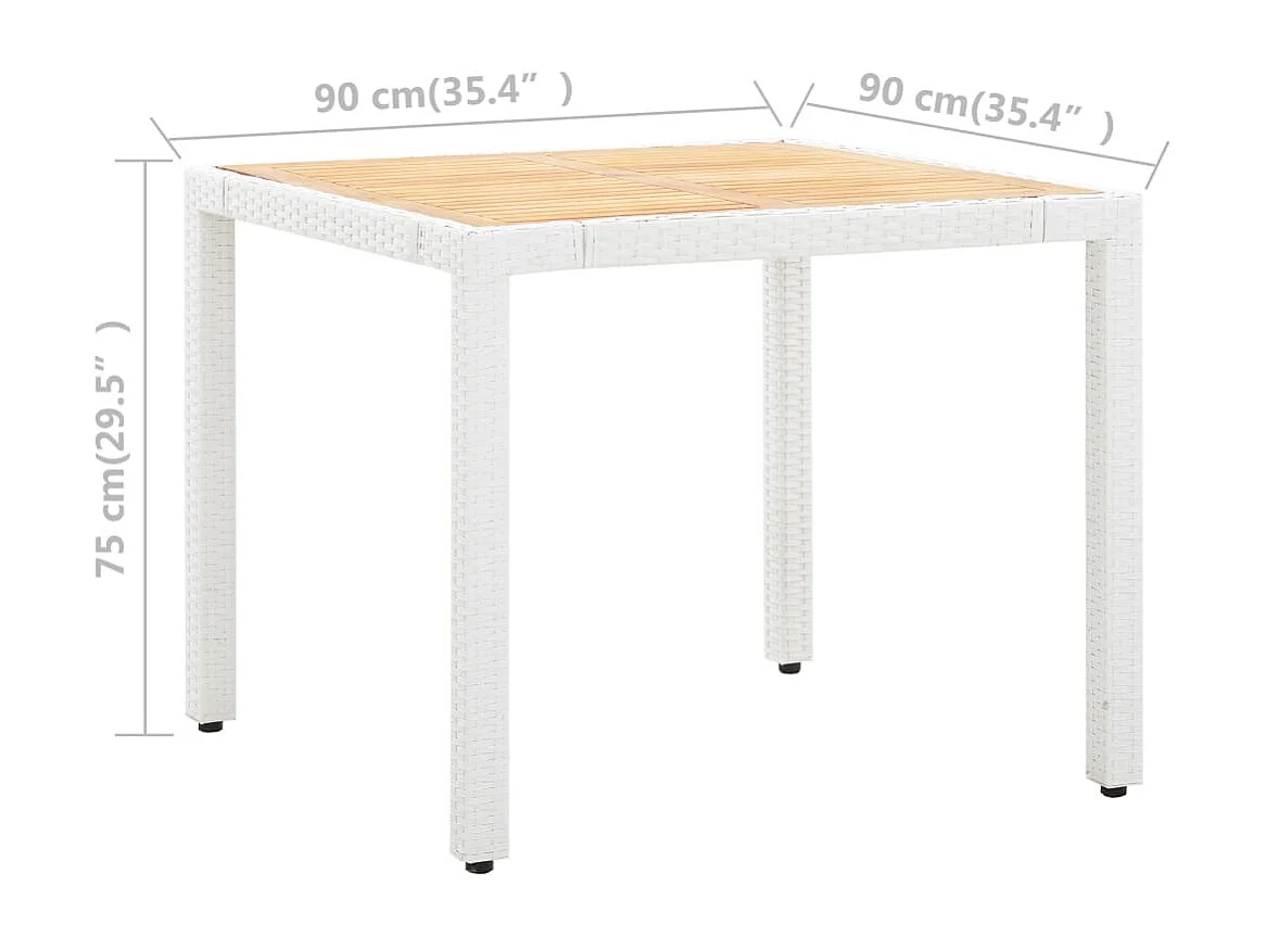 5-tlg. Garten-Essgruppe Poly Rattan Weiß