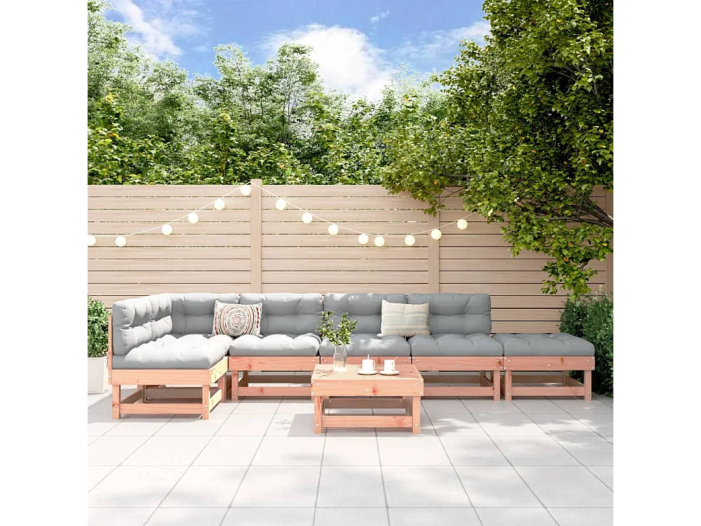 7-tlg. Garten-Lounge-Set Massivholz Douglasie