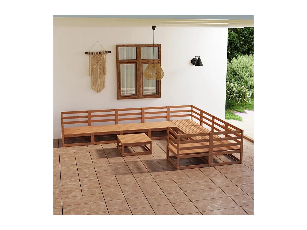 10-delige Loungeset massief grenenhout