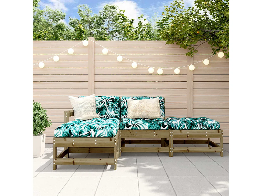 Salon de jardin 4 pcs bois de pin imprégné