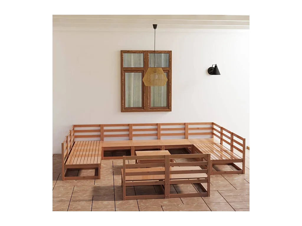Set Divani da Giardino 12 pz in Legno Massello di Pino