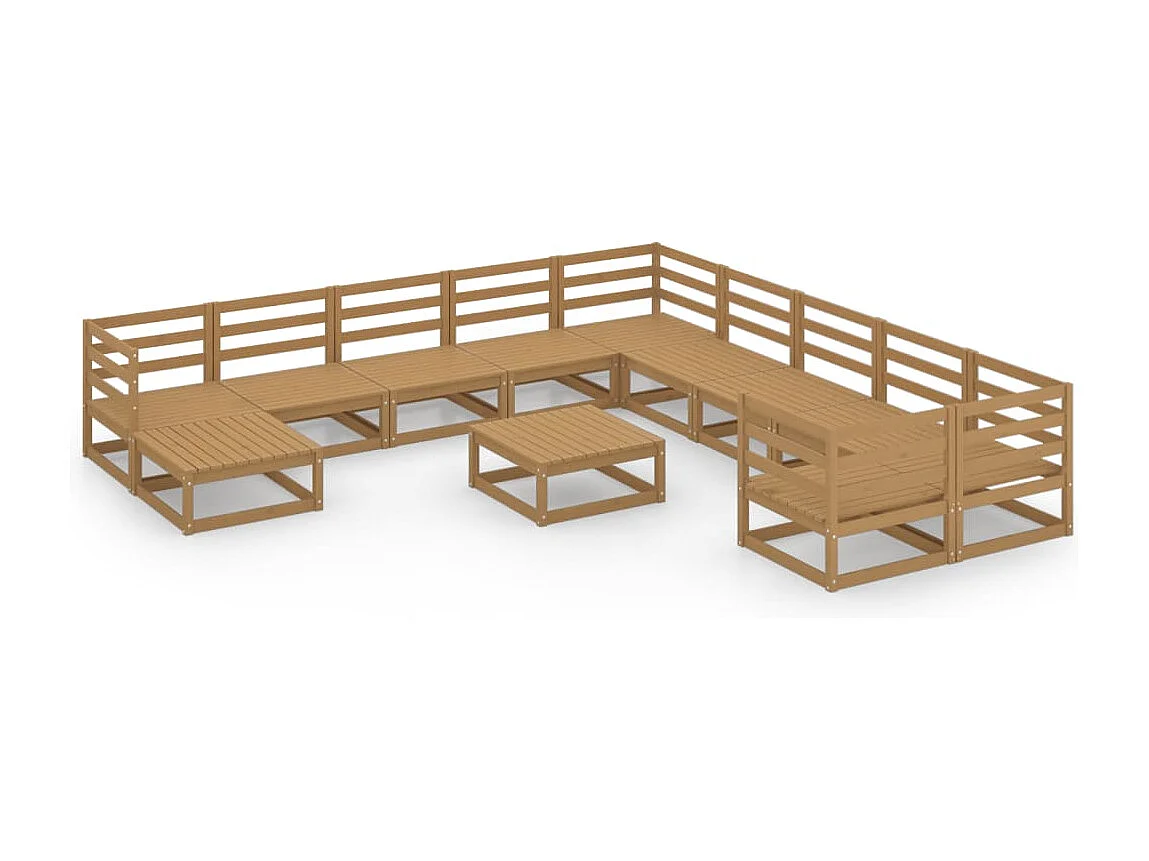 Salon de jardin 12 pcs bois de pin massif