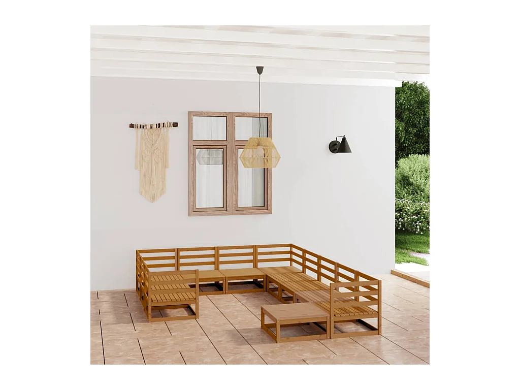 11-delige Loungeset massief grenenhout