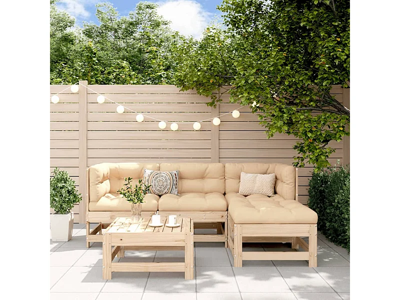 Salon de jardin 5 pcs bois massif de pin