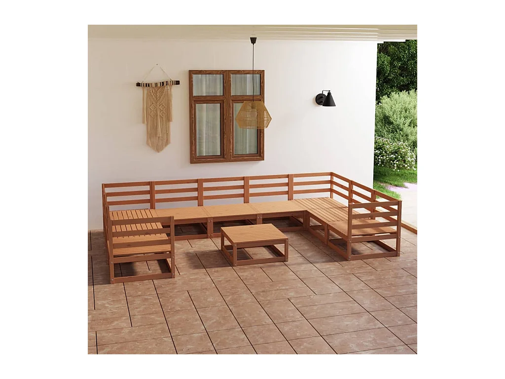10-delige Loungeset massief grenenhout