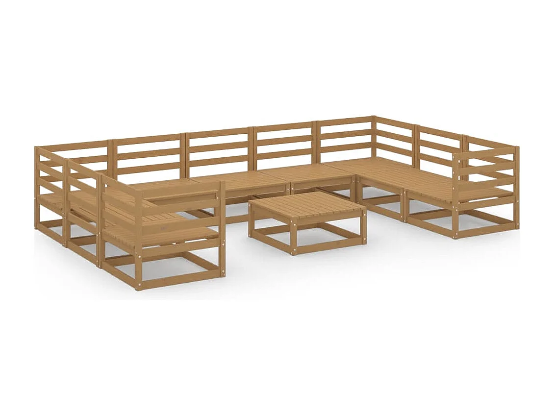 10-tlg. Garten-Lounge-Set Massivholz Kiefer