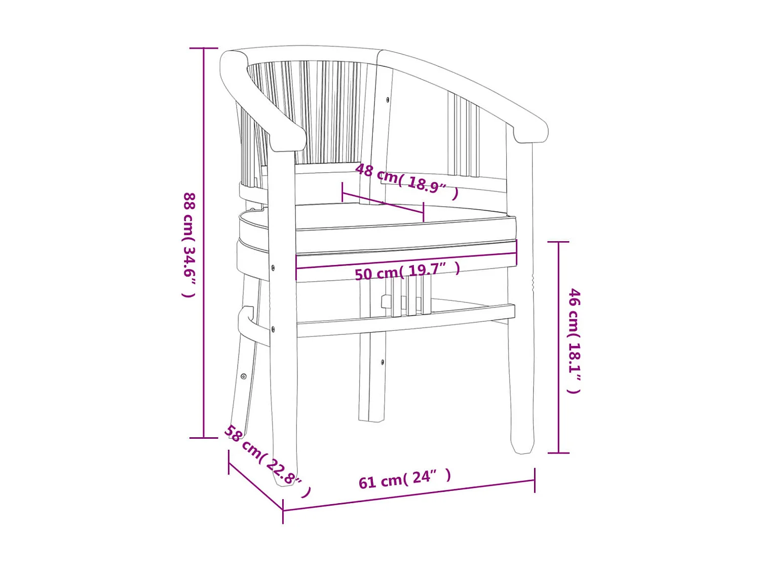 3-delige Tuinset massief teakhout