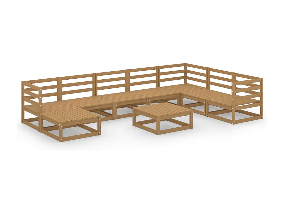 9 pcs conjunto lounge de jardim pinho sólido castanho mel