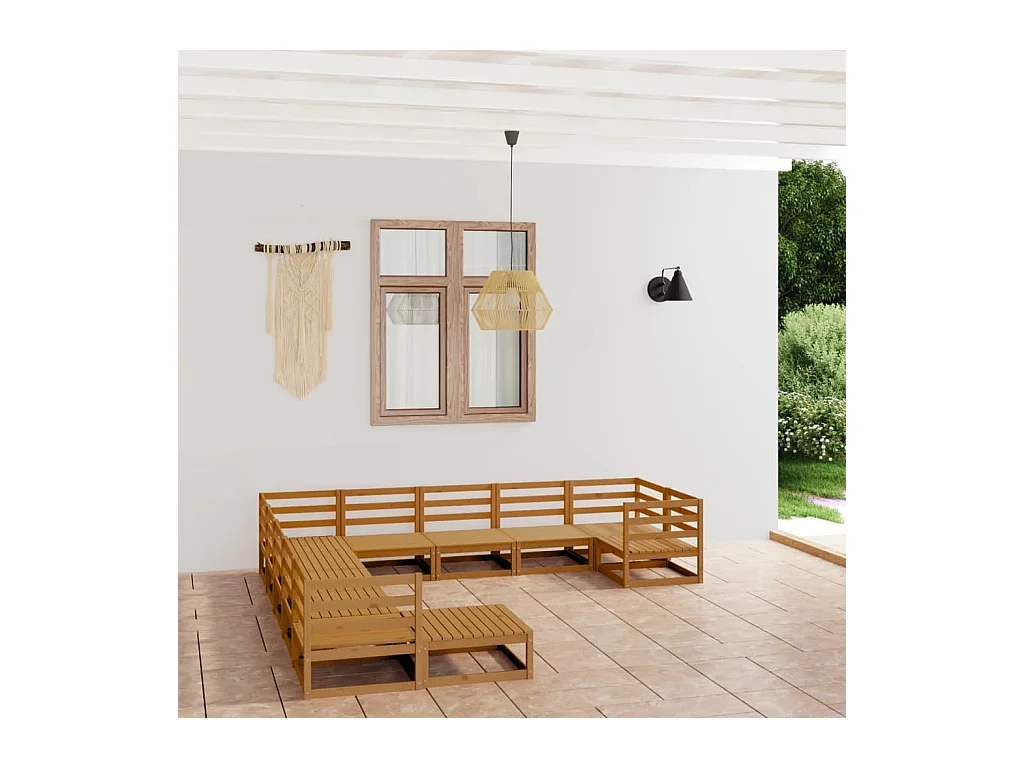 11-delige Loungeset massief grenenhout