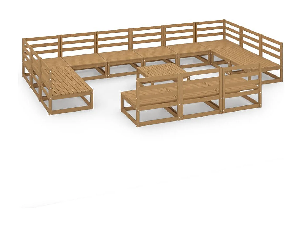 14-delige Loungeset massief grenenhout