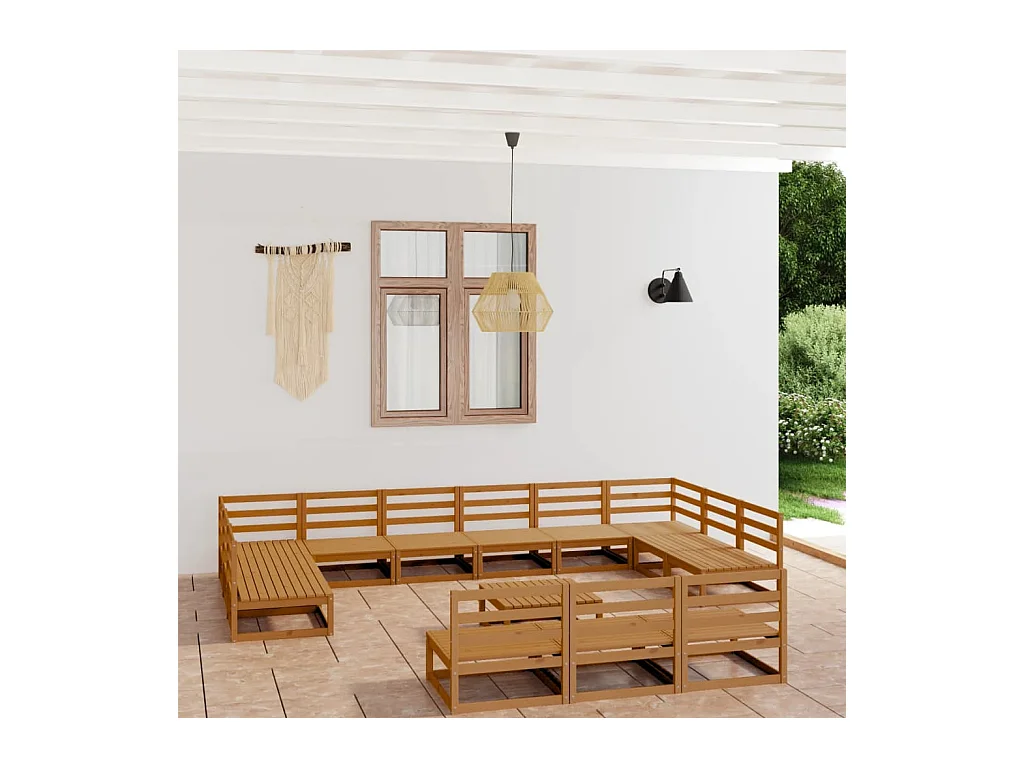 14-delige Loungeset massief grenenhout