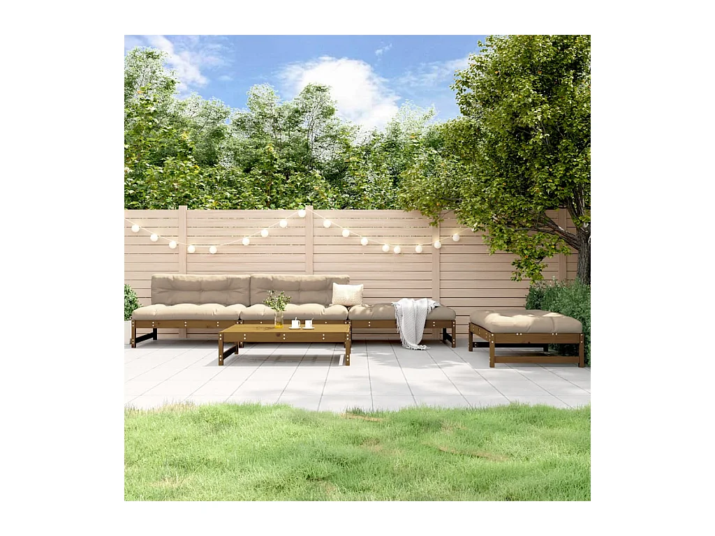 Set Salotto da Giardino 5 pz ambra in Legno Massello di Pino