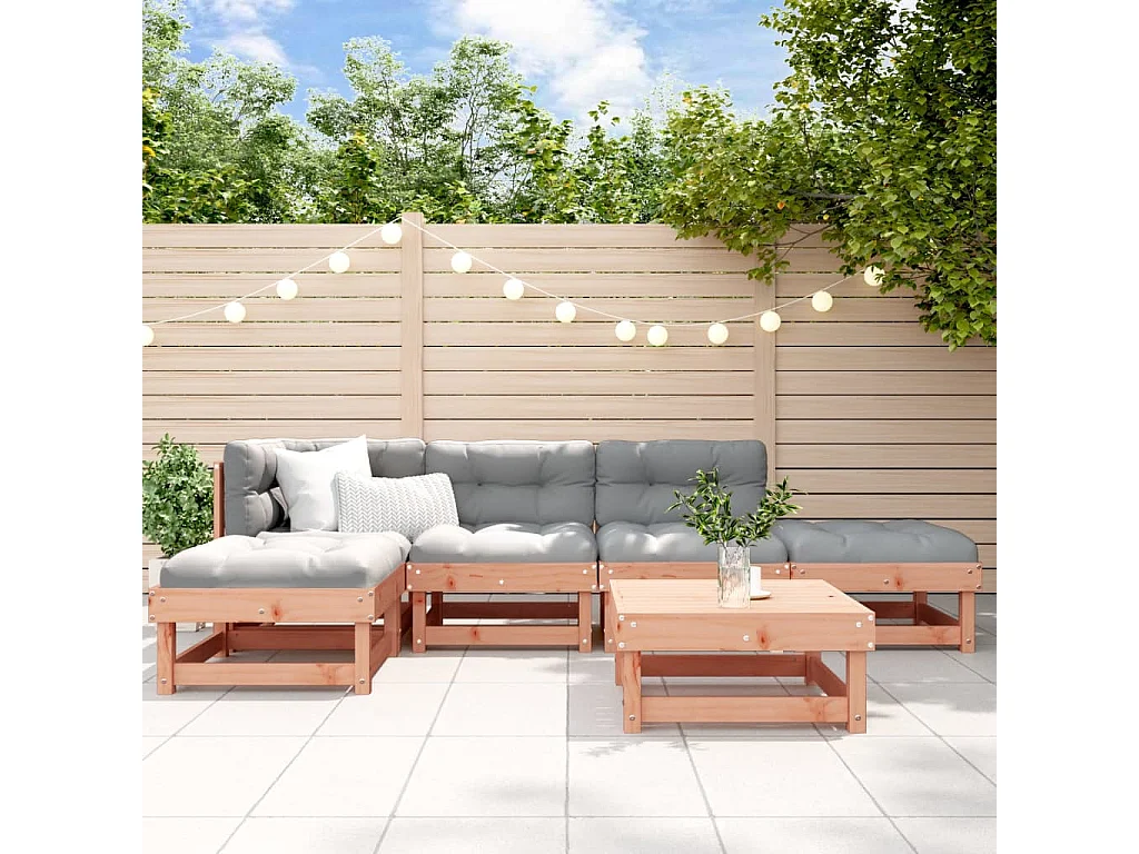 6 pcs conjunto lounge de jardim madeira de douglas maciça
