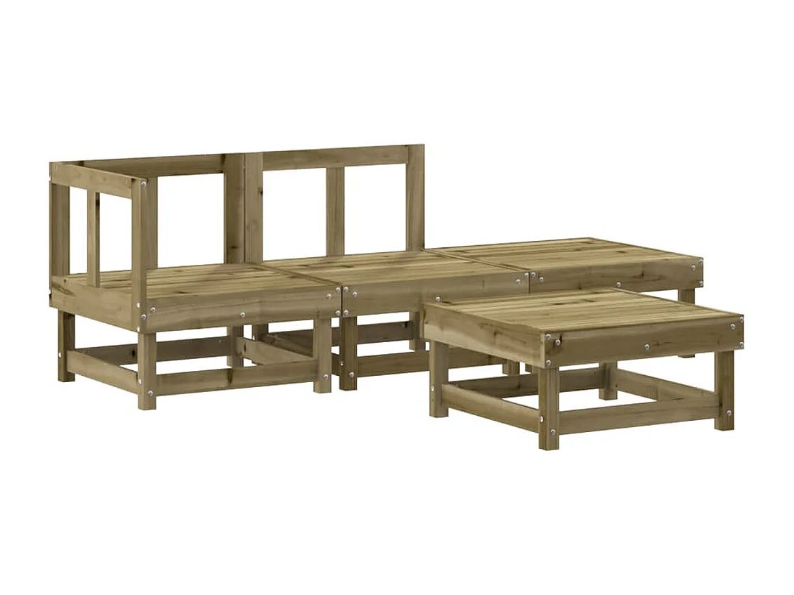 4-delige Loungeset geïmpregneerd grenenhout