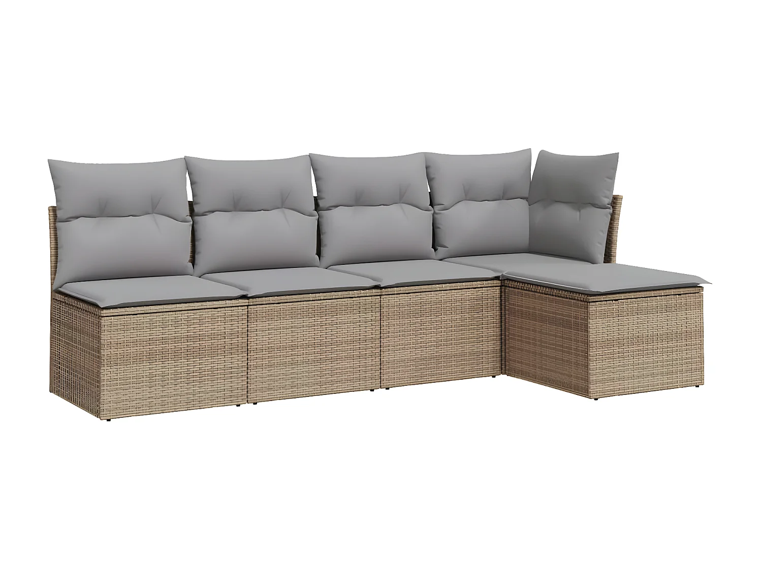 Set Divano da Giardino 5 pz con Cuscini Beige in Polyrattan