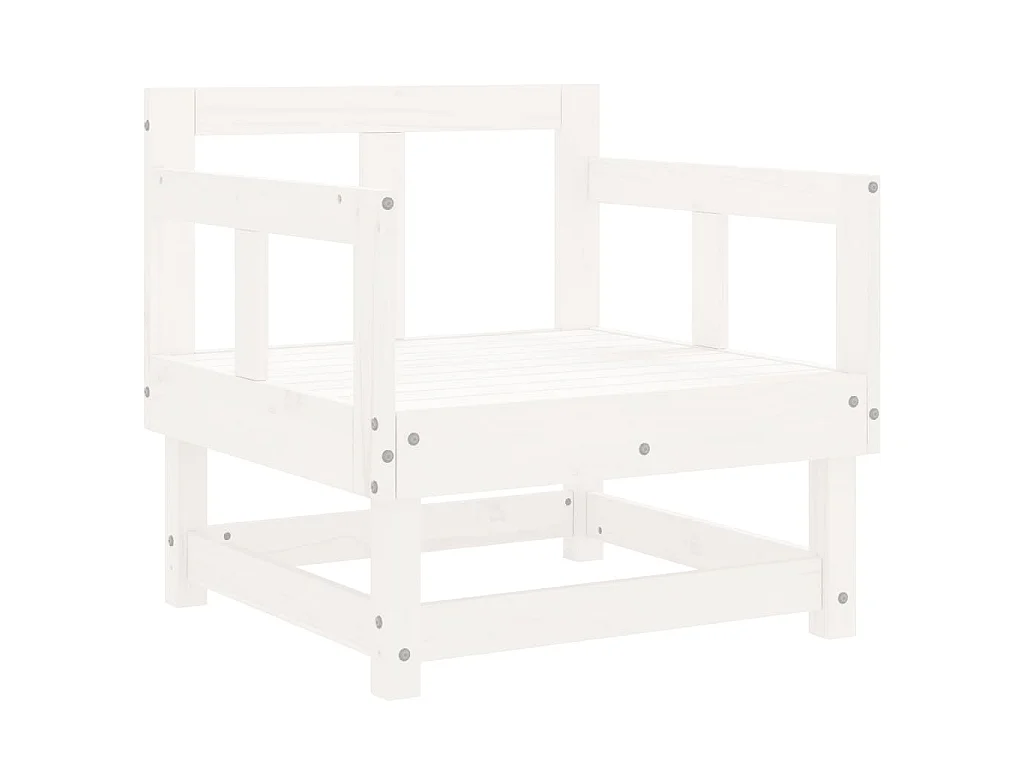 Set Salotto da Giardino 7 pz Bianco in Legno Massello di Pino