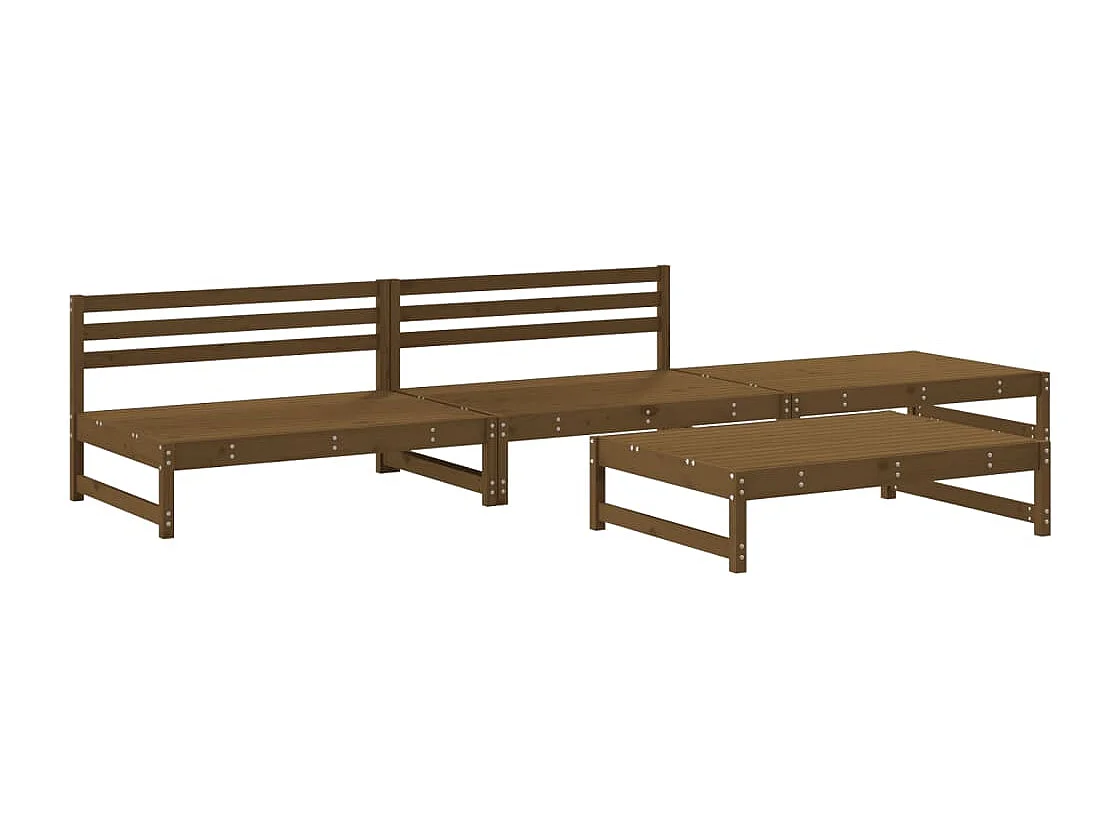 4-tlg. Garten-Lounge-Set Honigbraun Massivholz Kiefer