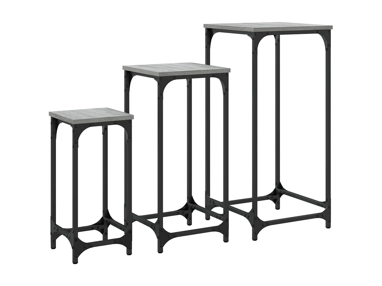Tables d’appoint gigognes 3 pcs sonoma gris bois d'ingénierie