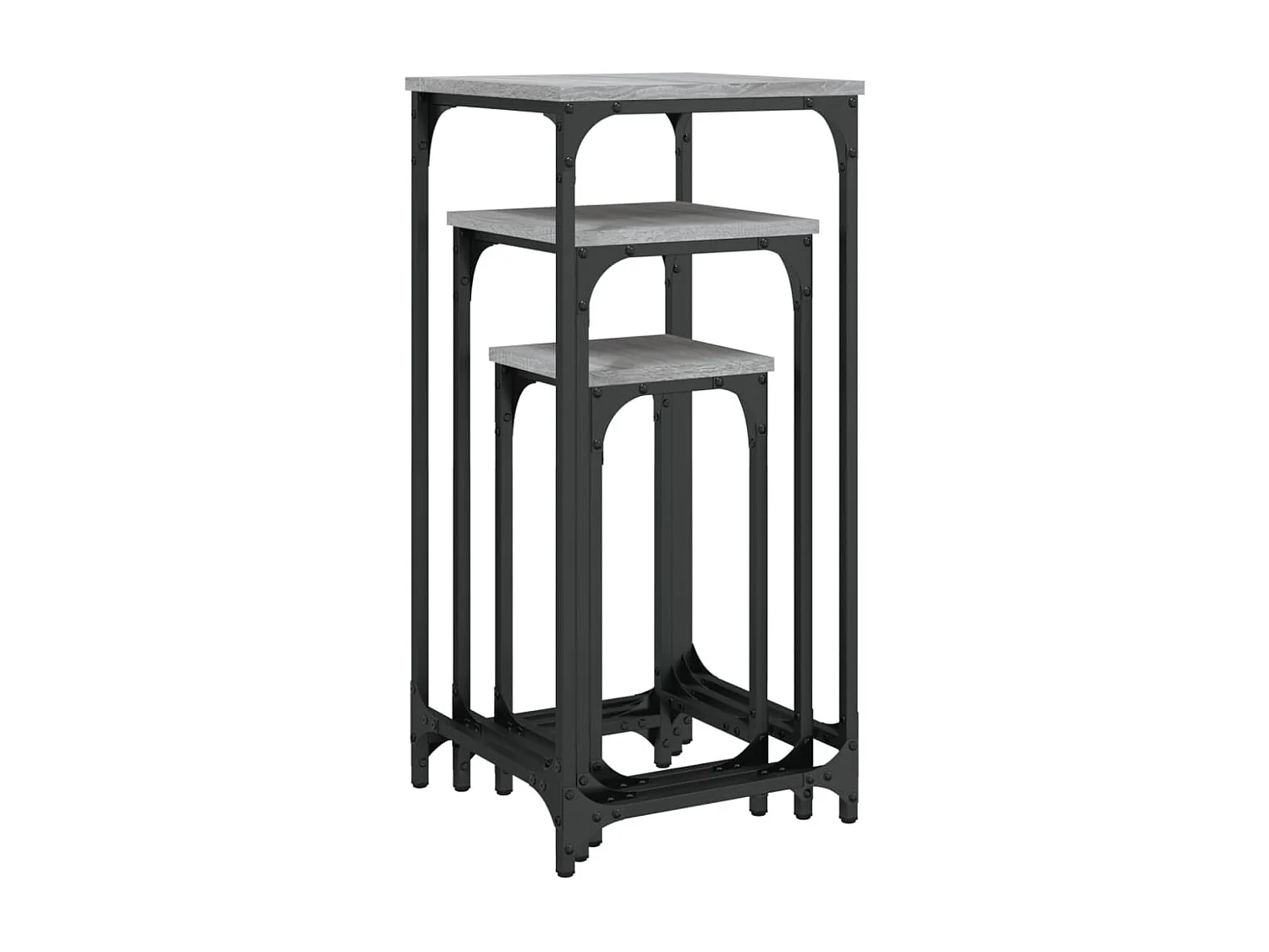 Tables d’appoint gigognes 3 pcs sonoma gris bois d'ingénierie
