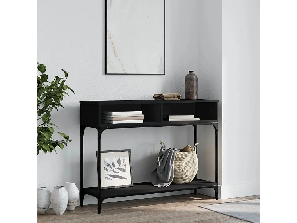 Mesa consola madera de ingeniería negra 100x30,5x75 cm