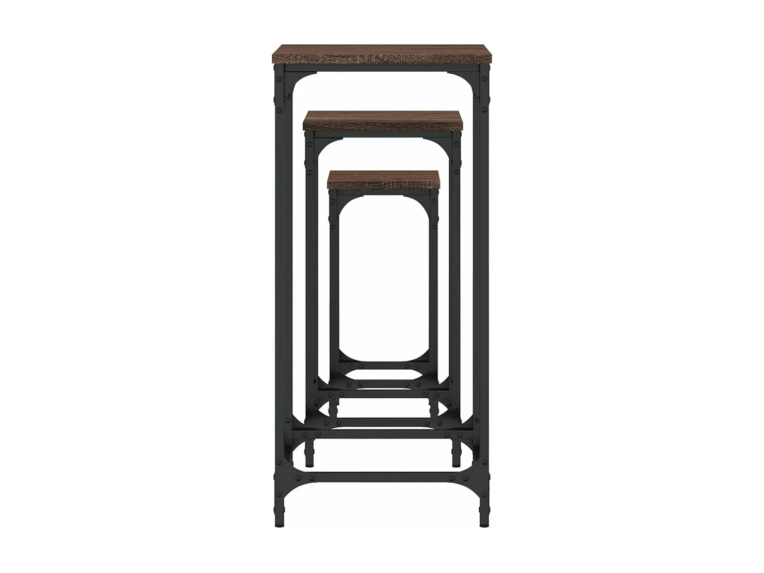 Tables d’appoint gigognes 3 pcs chêne marron bois d'ingénierie