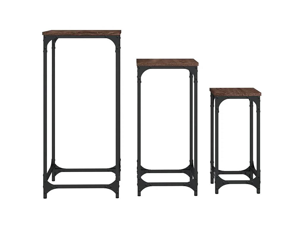 Tables d’appoint gigognes 3 pcs chêne marron bois d'ingénierie