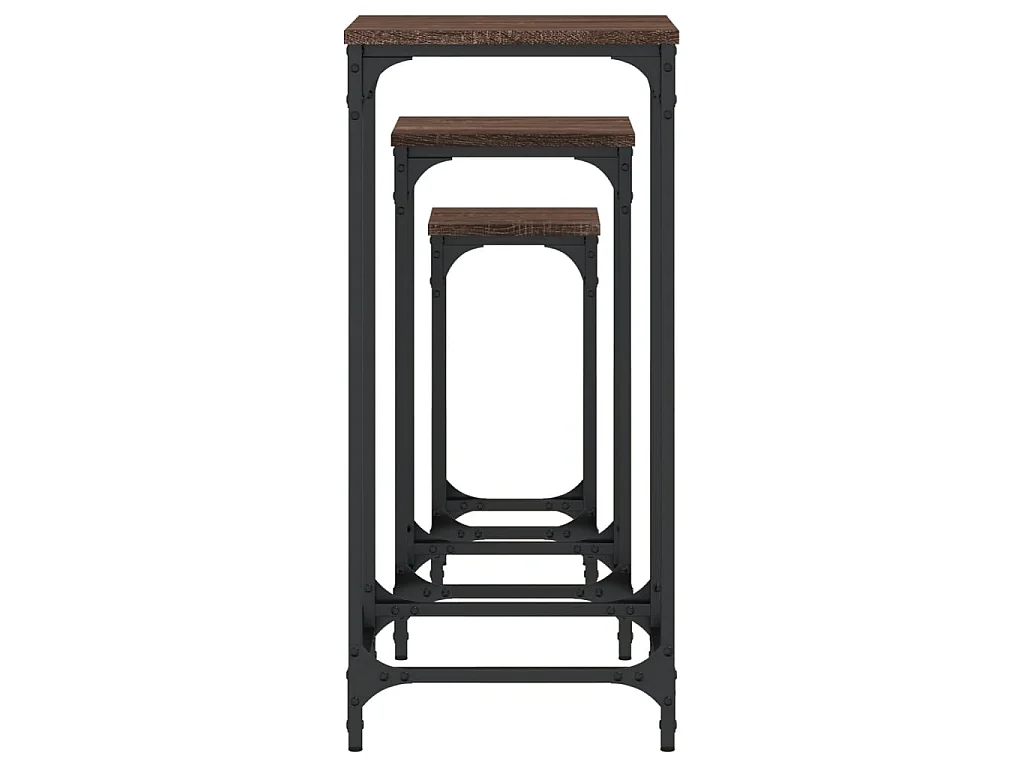 Tables d’appoint gigognes 3 pcs chêne marron bois d'ingénierie