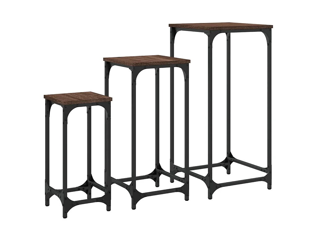 Tables d’appoint gigognes 3 pcs chêne marron bois d'ingénierie