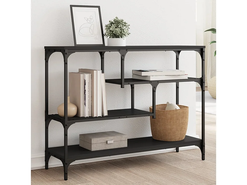 Table console noir 100x30x75 cm bois d'ingénierie