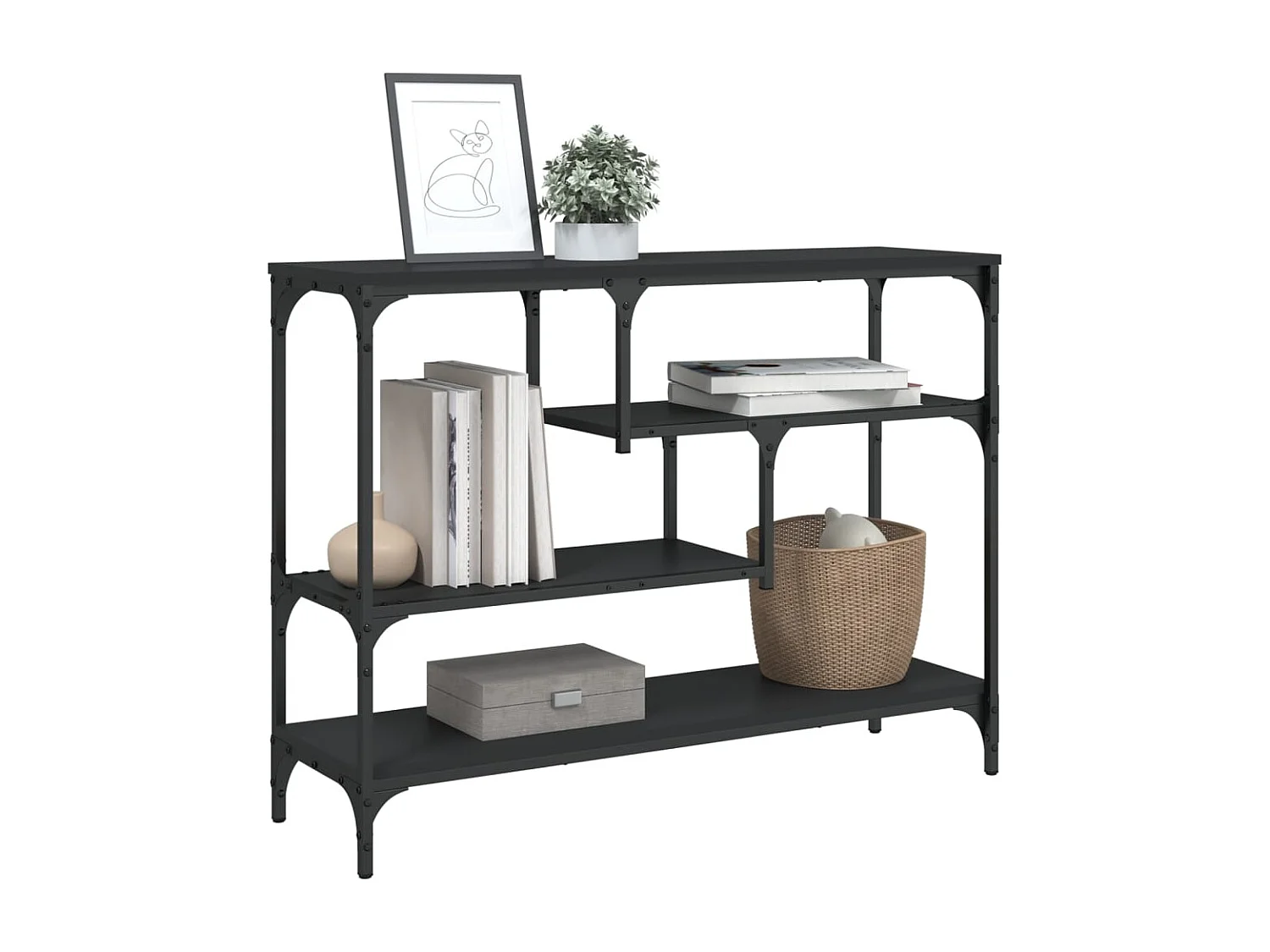 Table console noir 100x30x75 cm bois d'ingénierie