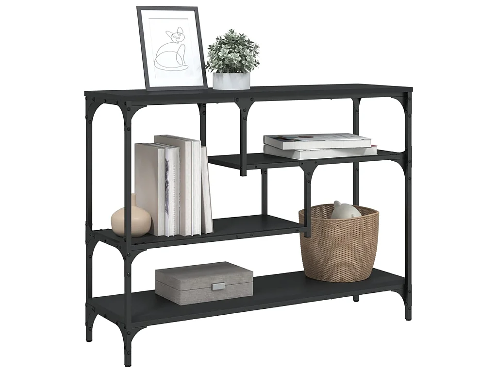 Table console noir 100x30x75 cm bois d'ingénierie