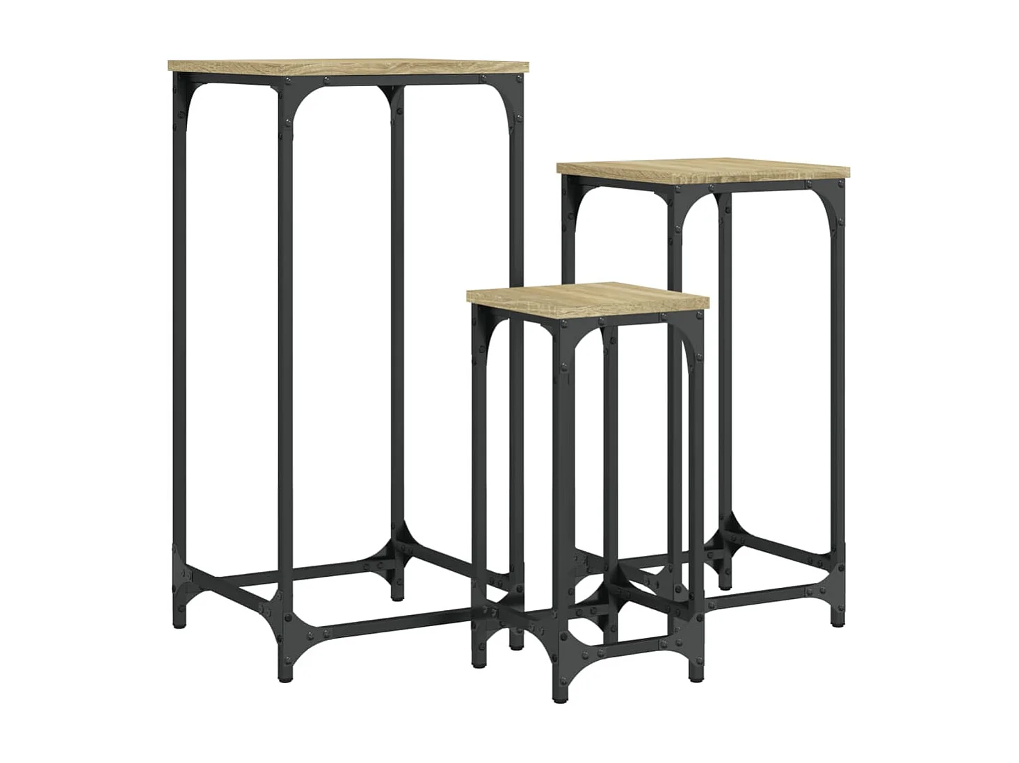 Tables d’appoint gigognes 3 pcs chêne sonoma bois d'ingénierie