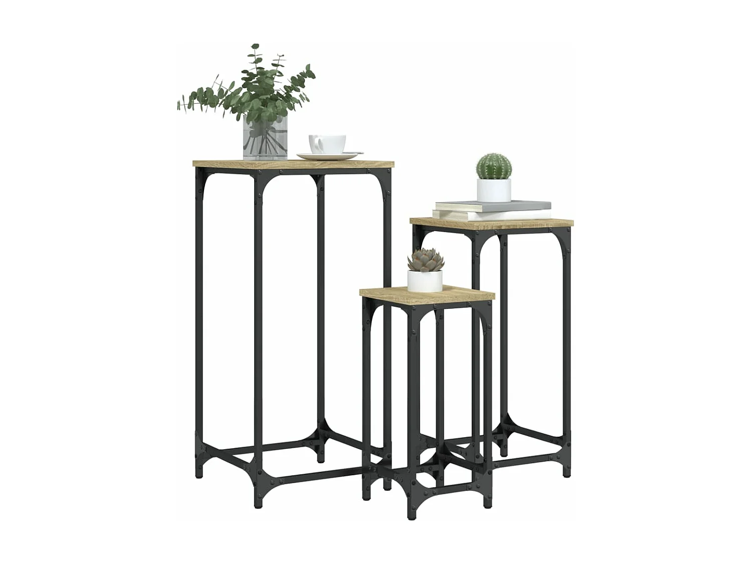 Tables d’appoint gigognes 3 pcs chêne sonoma bois d'ingénierie