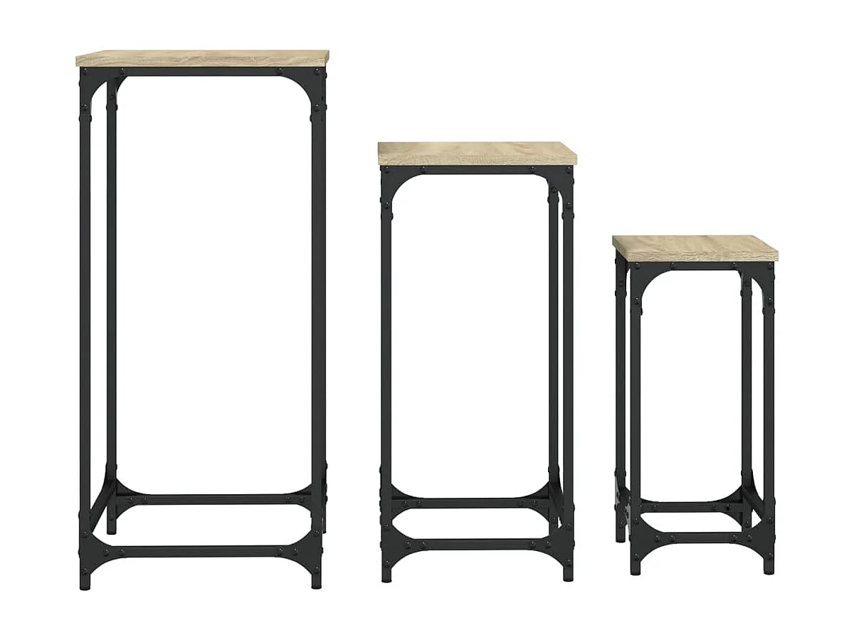 Tables d’appoint gigognes 3 pcs chêne sonoma bois d'ingénierie