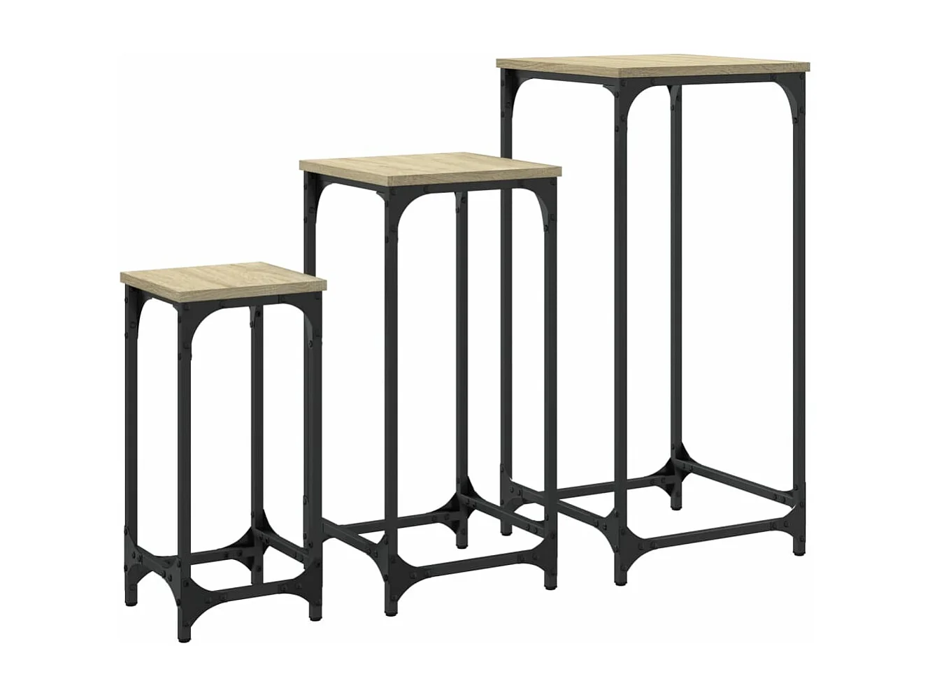 Tables d’appoint gigognes 3 pcs chêne sonoma bois d'ingénierie