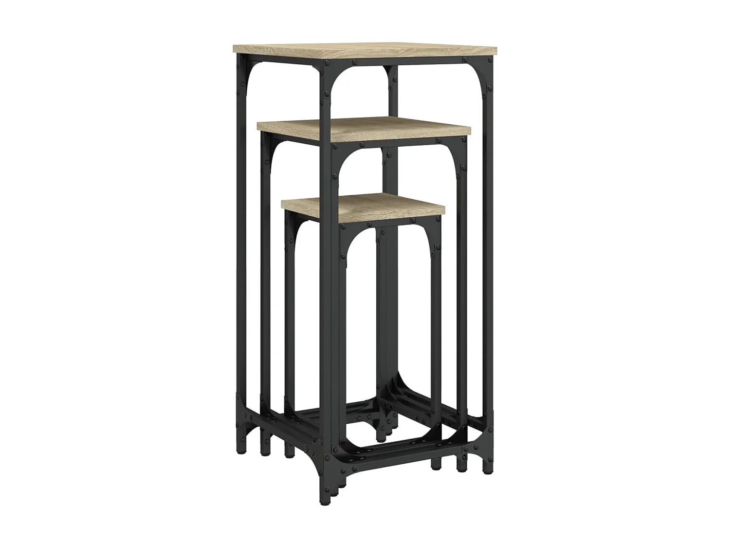 Tables d’appoint gigognes 3 pcs chêne sonoma bois d'ingénierie