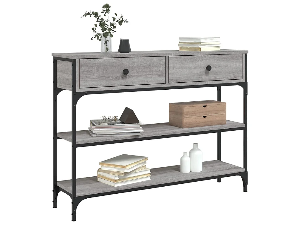 Table console sonoma gris 100x25x75 cm bois d'ingénierie