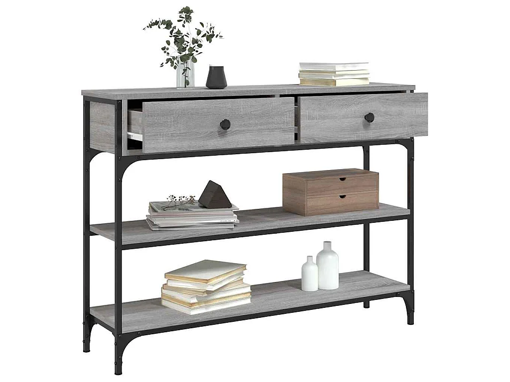 Table console sonoma gris 100x25x75 cm bois d'ingénierie
