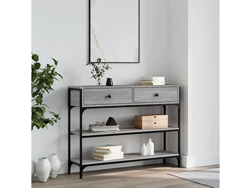 Table console sonoma gris 100x25x75 cm bois d'ingénierie