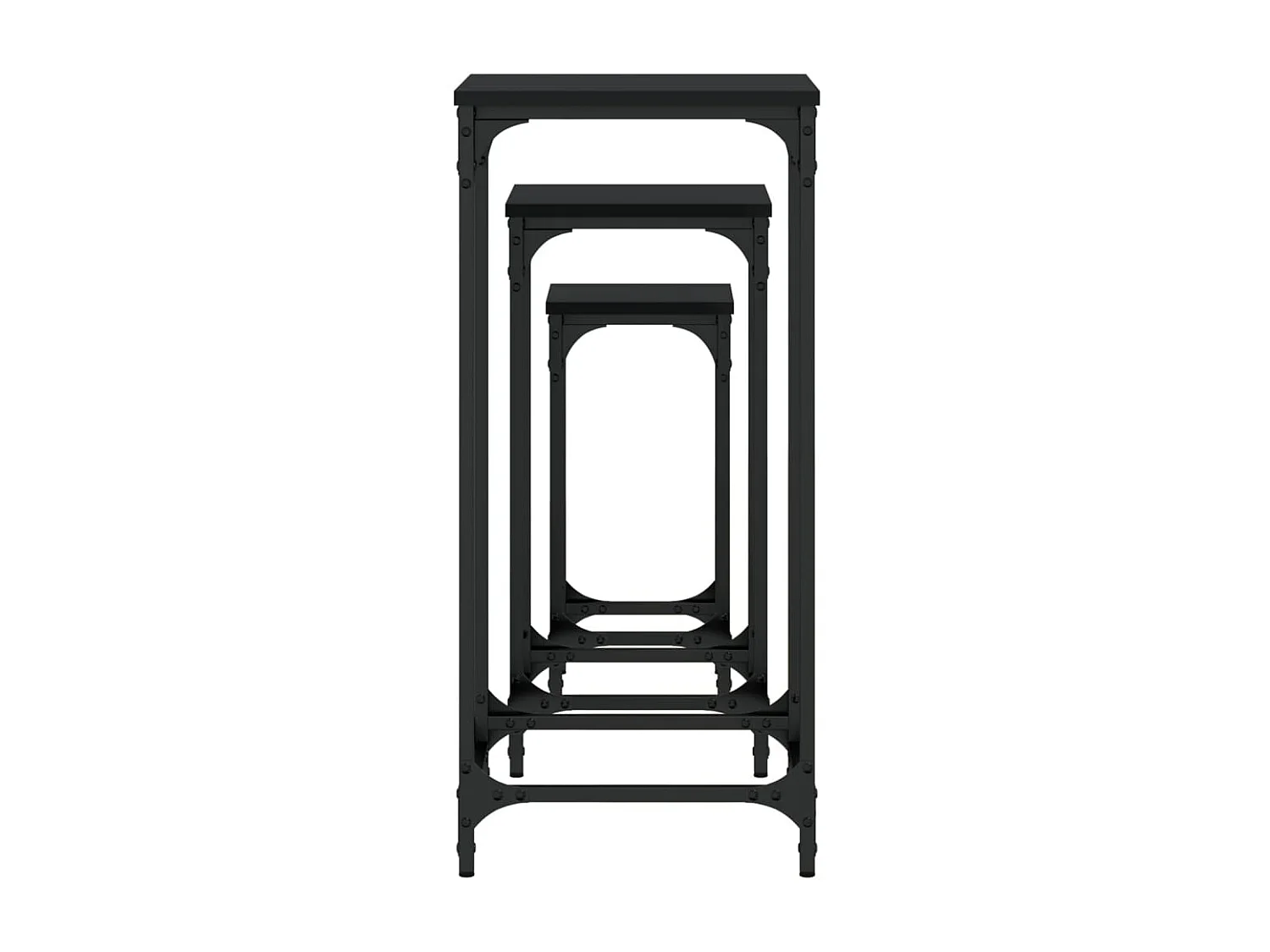 Tables d’appoint gigognes 3 pcs noir bois d'ingénierie