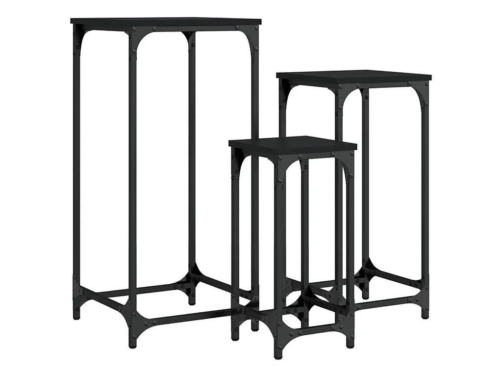 Satztische 3 Stk. Schwarz Holzwerkstoff