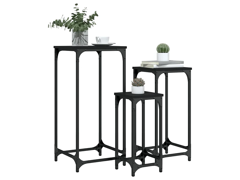 Satztische 3 Stk. Schwarz Holzwerkstoff
