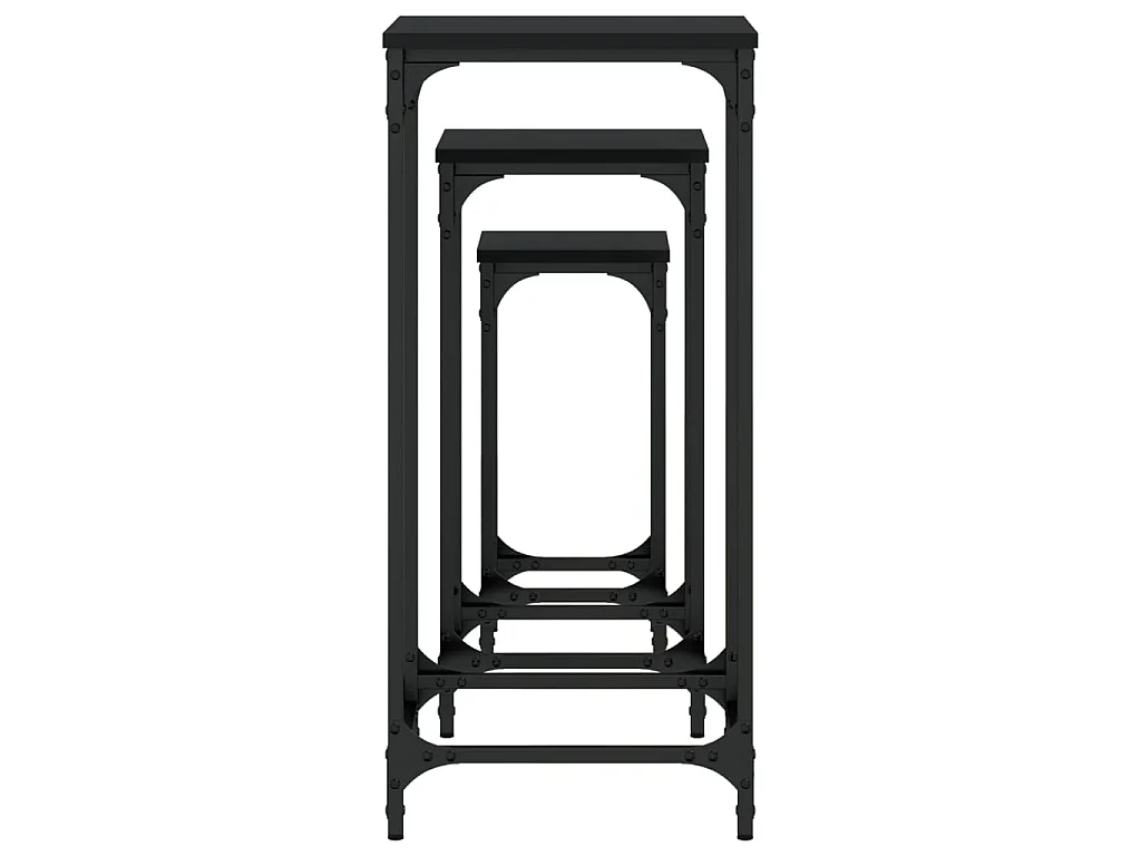 Satztische 3 Stk. Schwarz Holzwerkstoff