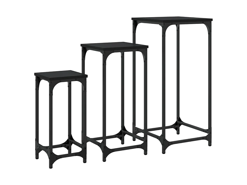 Satztische 3 Stk. Schwarz Holzwerkstoff