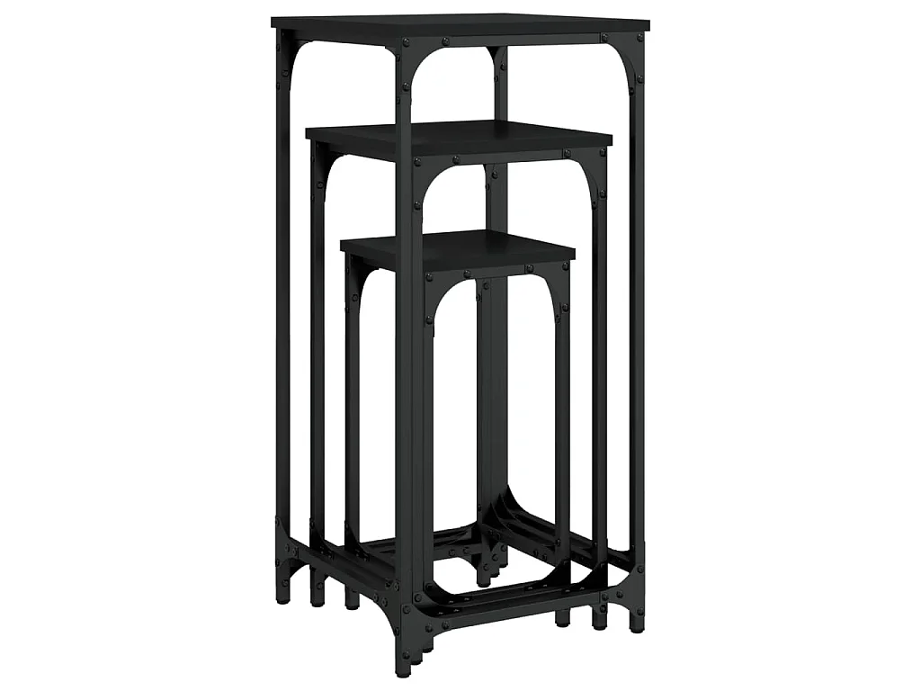 Satztische 3 Stk. Schwarz Holzwerkstoff