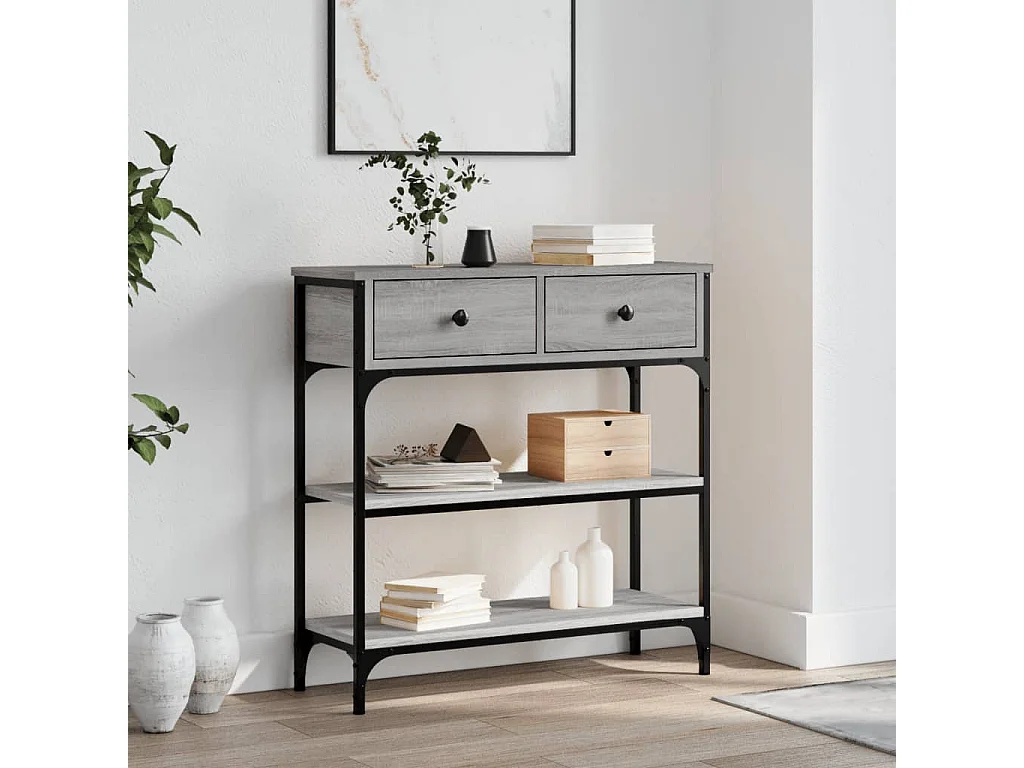 Table console sonoma gris 72,5x25x75 cm bois d'ingénierie