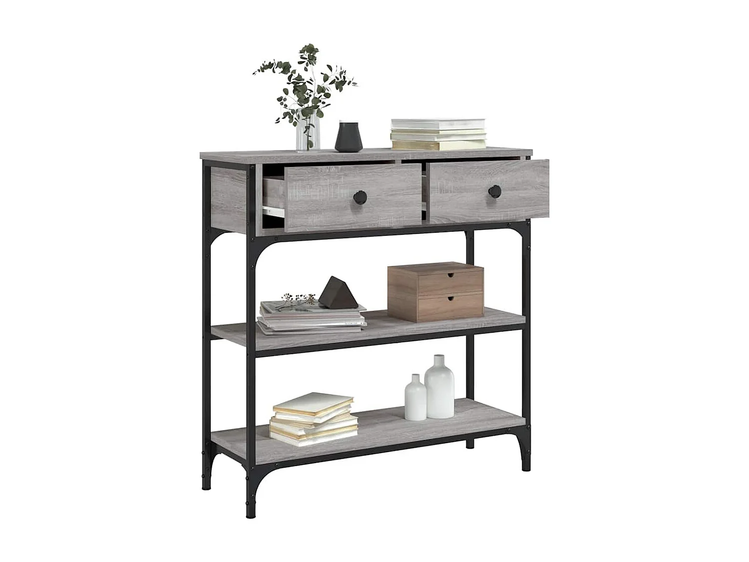 Table console sonoma gris 72,5x25x75 cm bois d'ingénierie