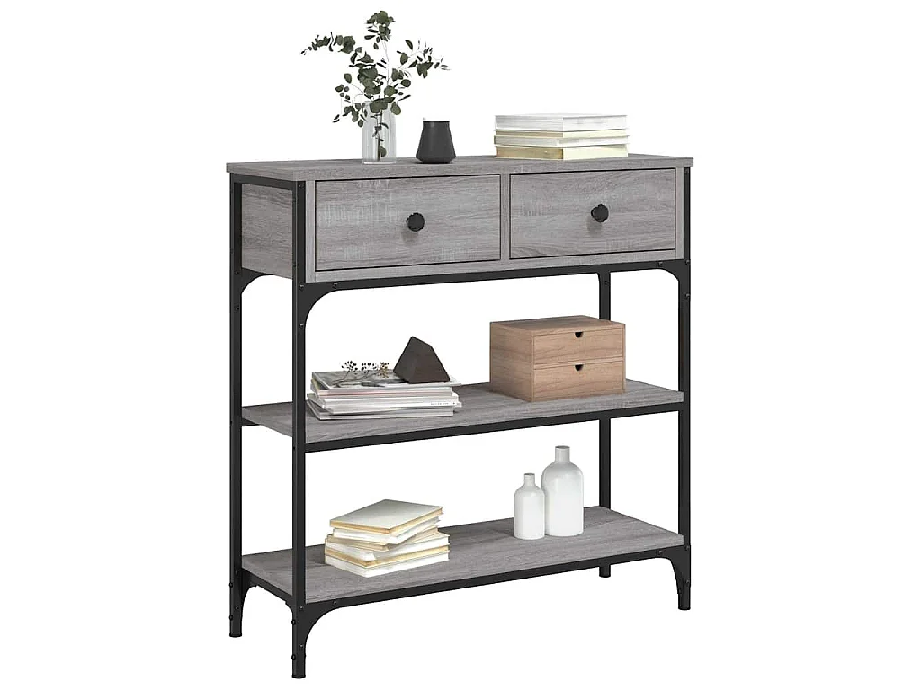 Table console sonoma gris 72,5x25x75 cm bois d'ingénierie