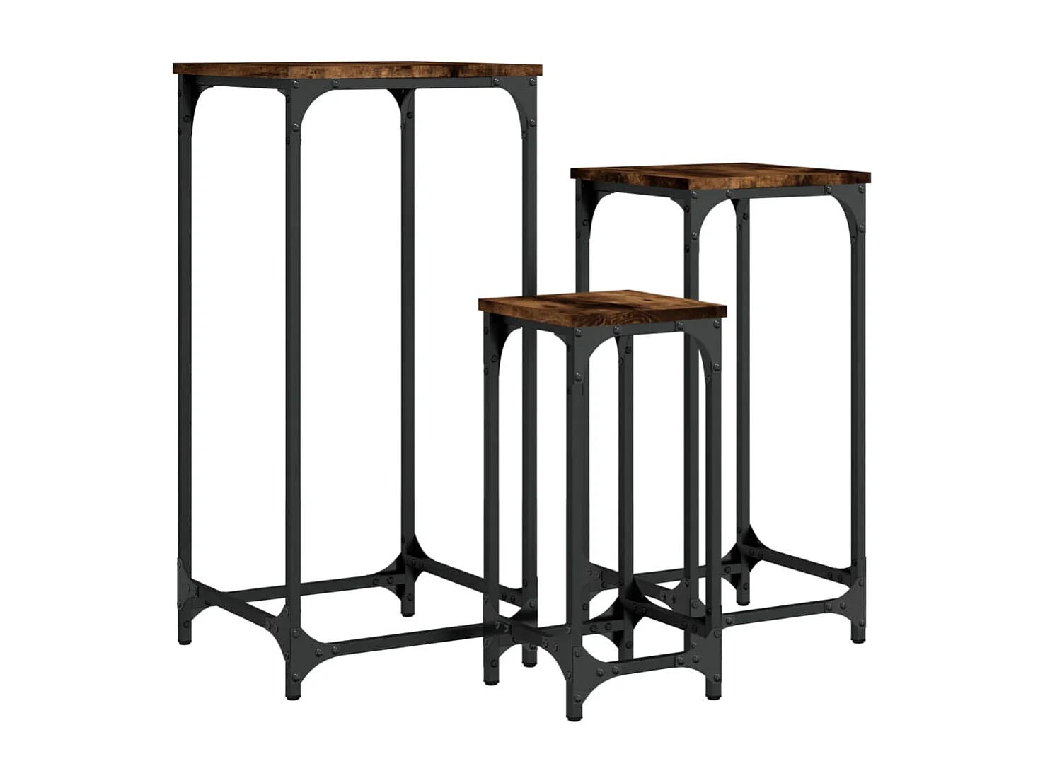 Tables d’appoint gigognes 3 pcs chêne fumé bois d'ingénierie